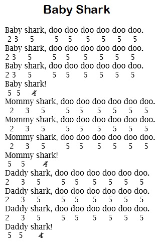 not lagu baby shark pianika