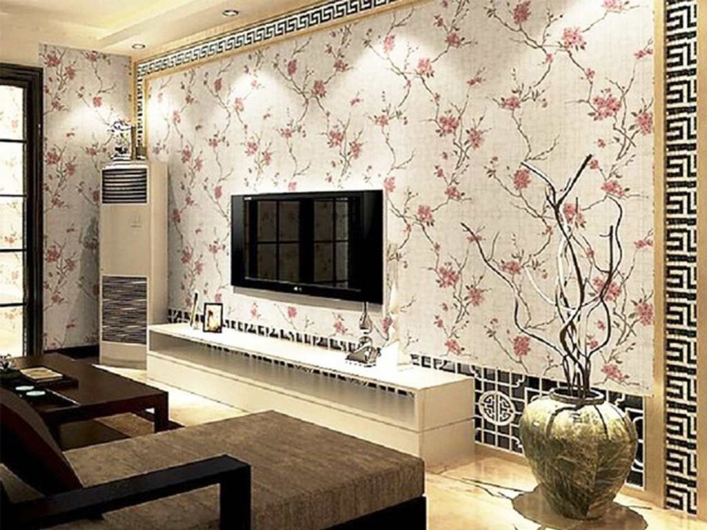 motif wallpaper dinding ruang tamu