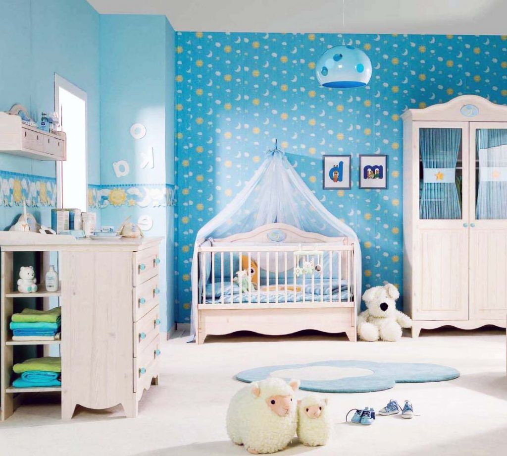 kamar tidur bayi warna biru